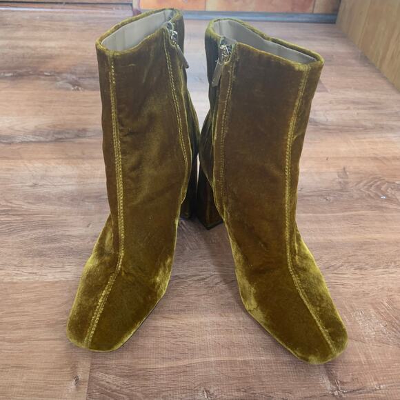 Sam Edelman Women’s Codie 2 Rust Velvet Ankle Bootie Sz 9 Square Toe Gold Green - Picture 6 of 10